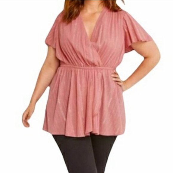 Lane Bryant Sparkle Thread V-Neck Top - Picture 1 of 8